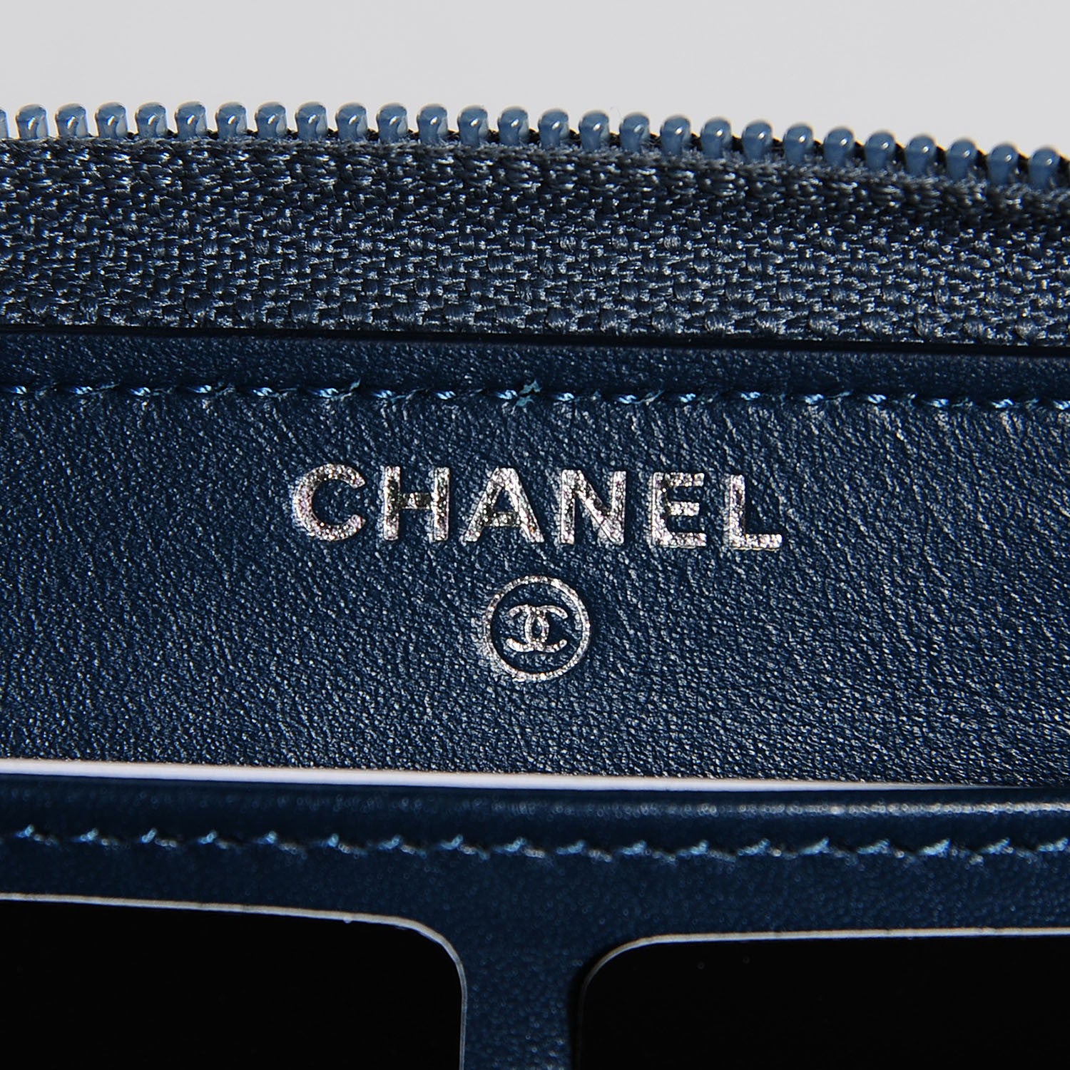 Chanel Caviar CC Timeless Large Zip Around Wallet Dark Blue 6 of 8