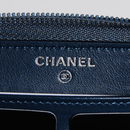 Chanel Caviar CC Timeless Large Zip Around Wallet Dark Blue 6 of 8