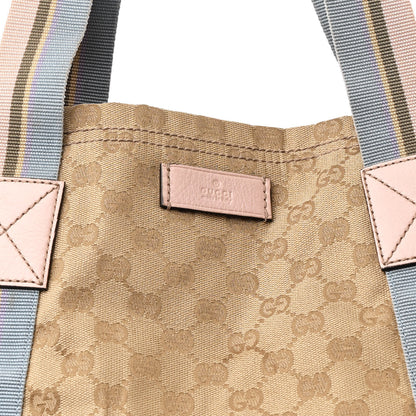 Gucci GG Monogram Medium Web Handle Vertical Tote Pink Blue 8 of 11