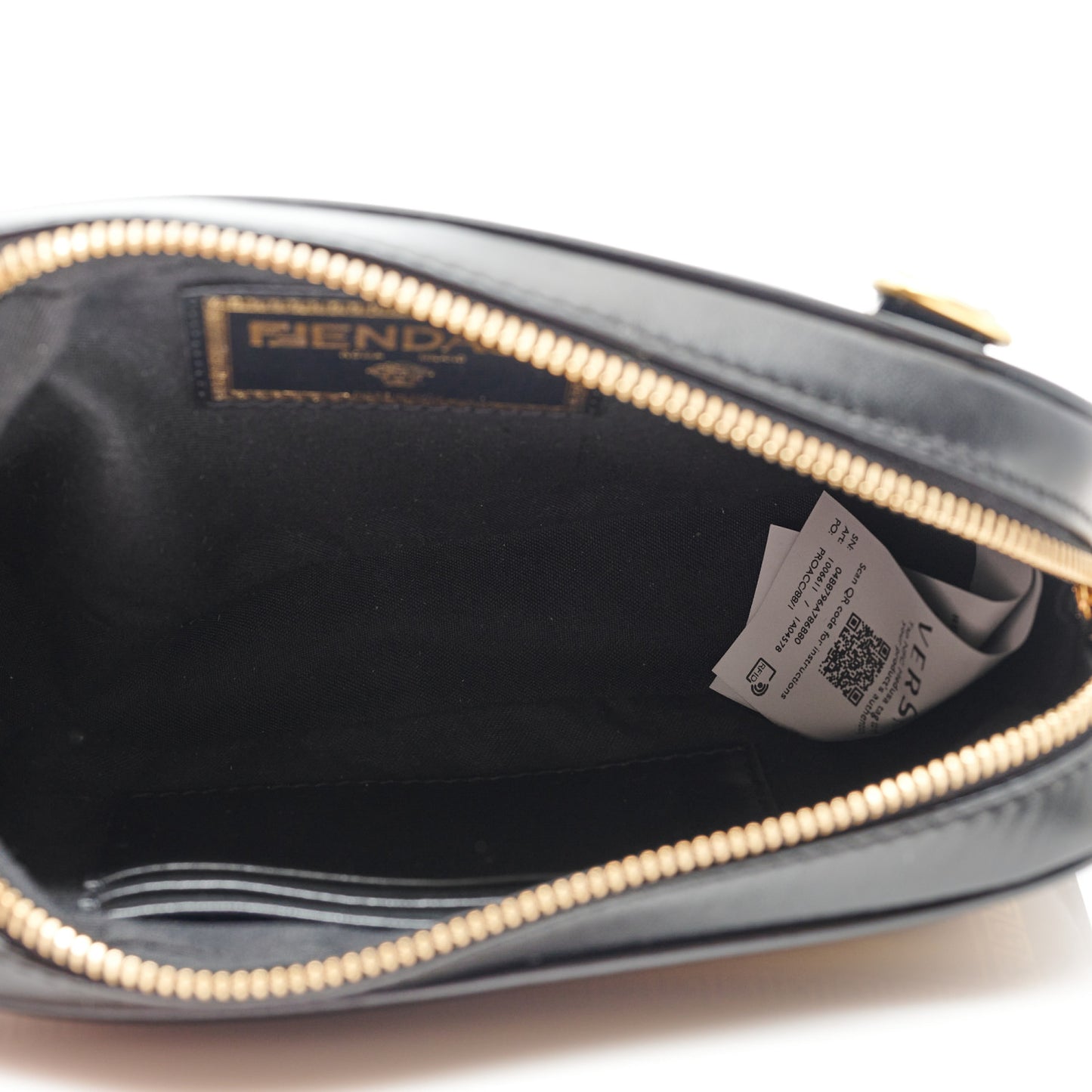 X VERSACE Vitello Cover Fendace Medusa Small Camera Case Black Gold