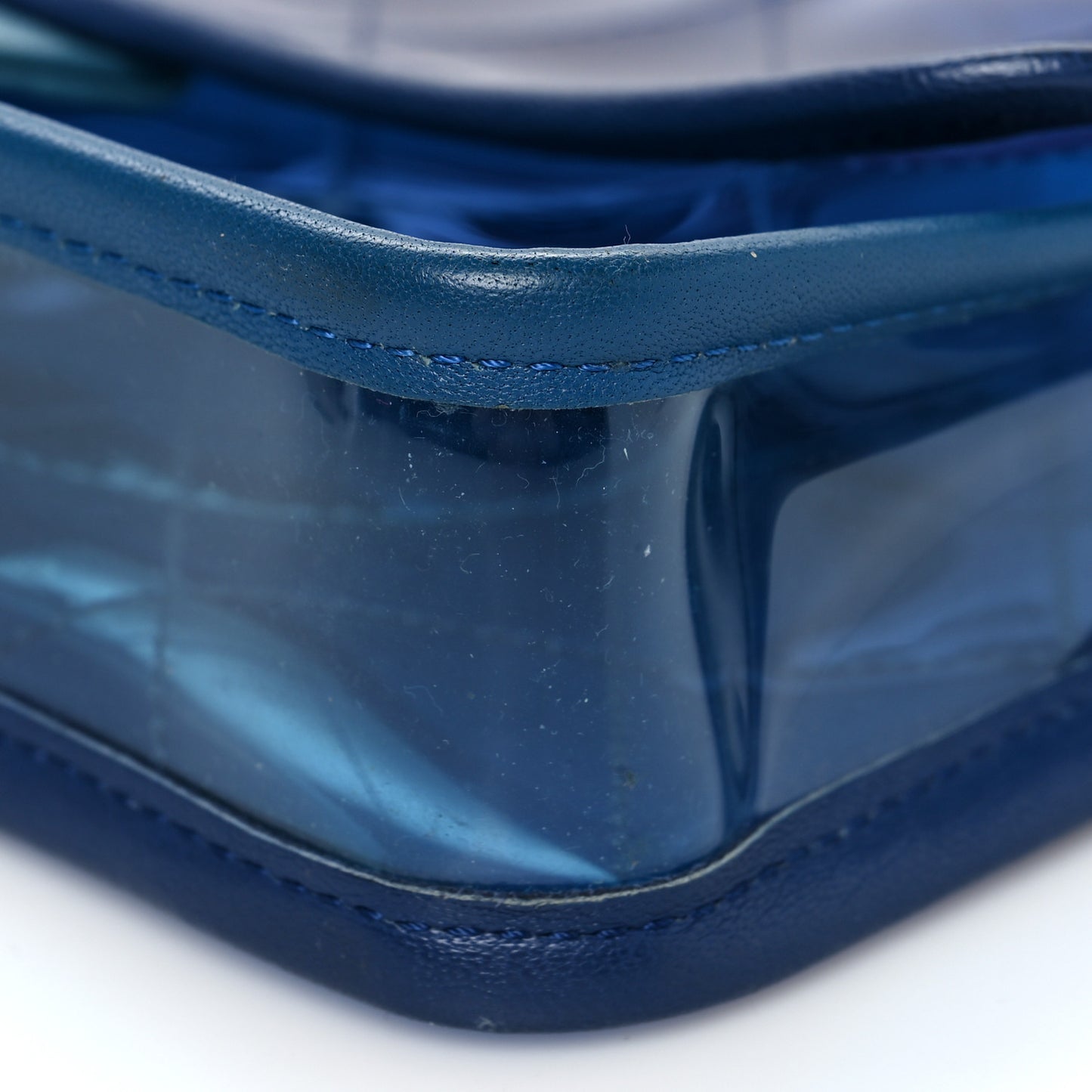 PVC Lambskin Stitched Mini Coco Splash Flap Blue