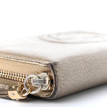 Gucci Metallic Pebbled Calfskin Soho Zip Around Wallet Golden Beige 13 of 13