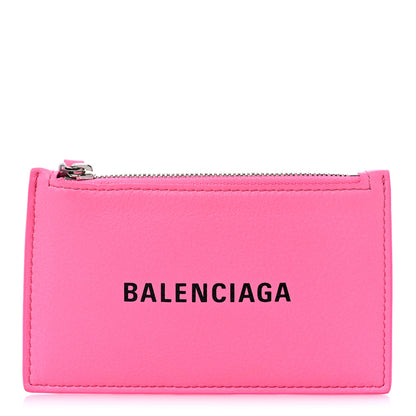 Balenciaga Calfskin Logo Everyday Long Coin Case Card Holder Acid Pink Black 1 of 7