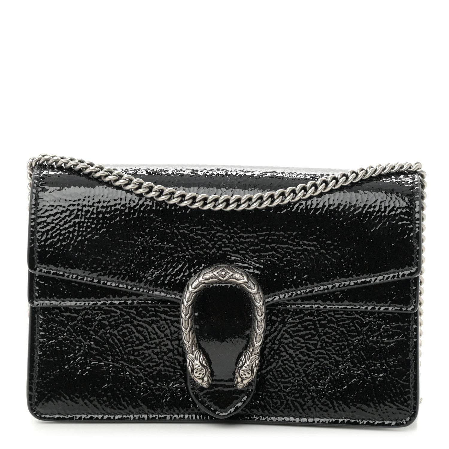 Gucci Crinkled Patent Mini Dionysus Shoulder Bag Black 1 of 10
