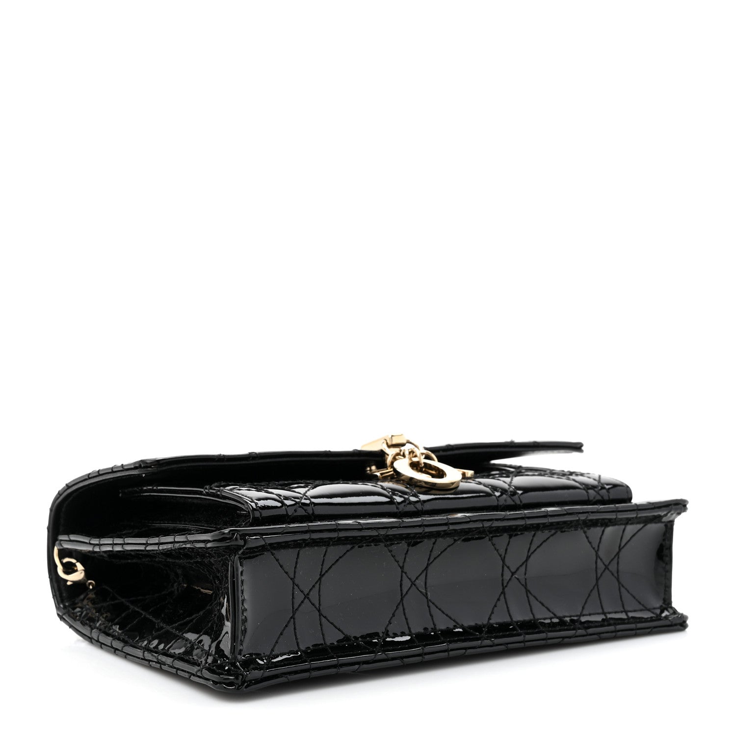 Christian Dior Patent Cannage Lady Dior Chain Pouch Black 4 of 10