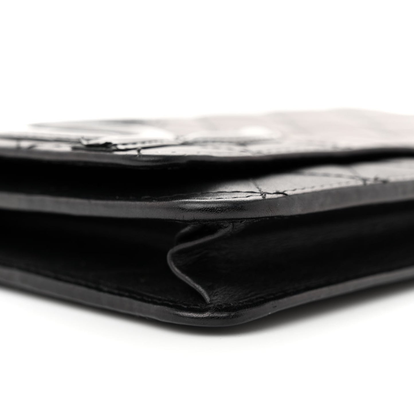 Calfskin Quilted Cambon Wallet on Chain WOC Black