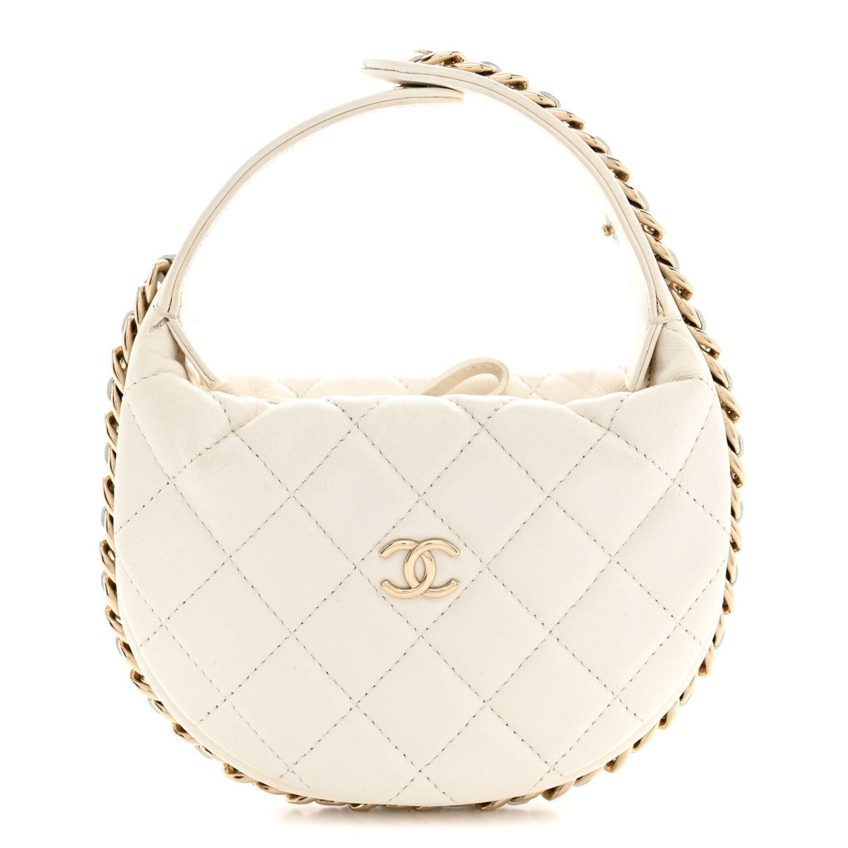 Chanel Lambskin Quilted Chain Around Pouch Hobo White 1 of 12