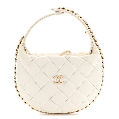 Chanel Lambskin Quilted Chain Around Pouch Hobo White 1 of 12