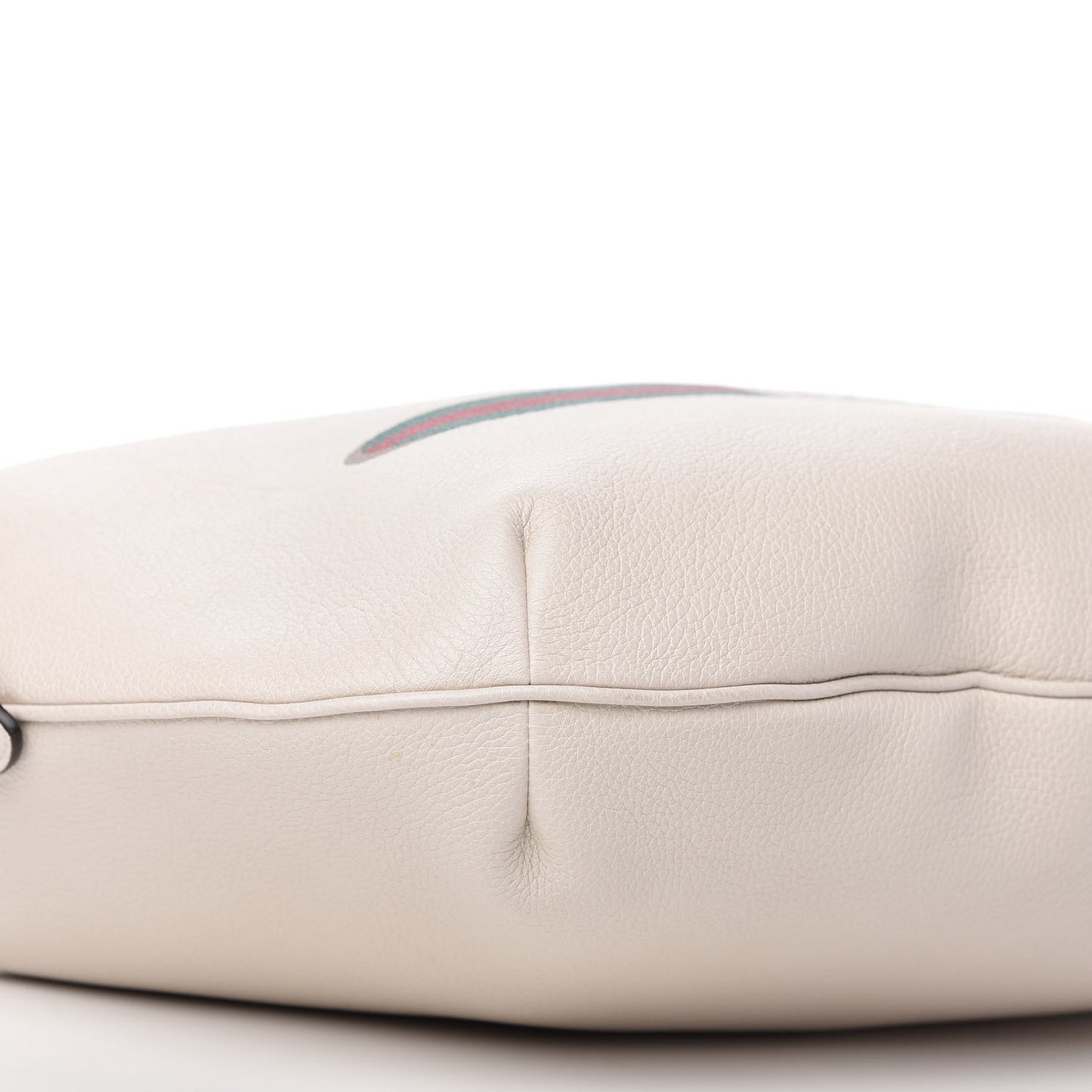 Grained Calfskin Logo Half Moon Hobo White