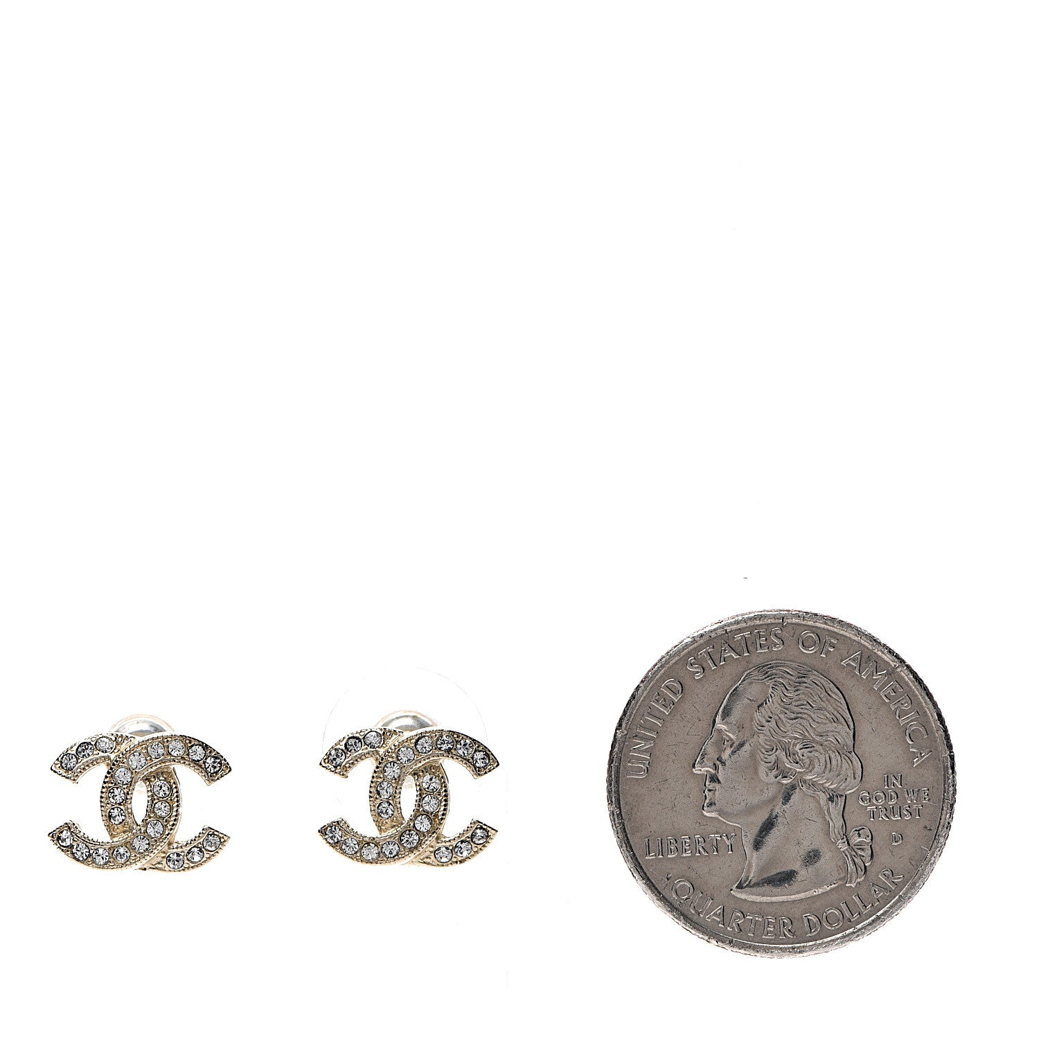 Chanel Crystal CC Earrings Gold 2 of 5