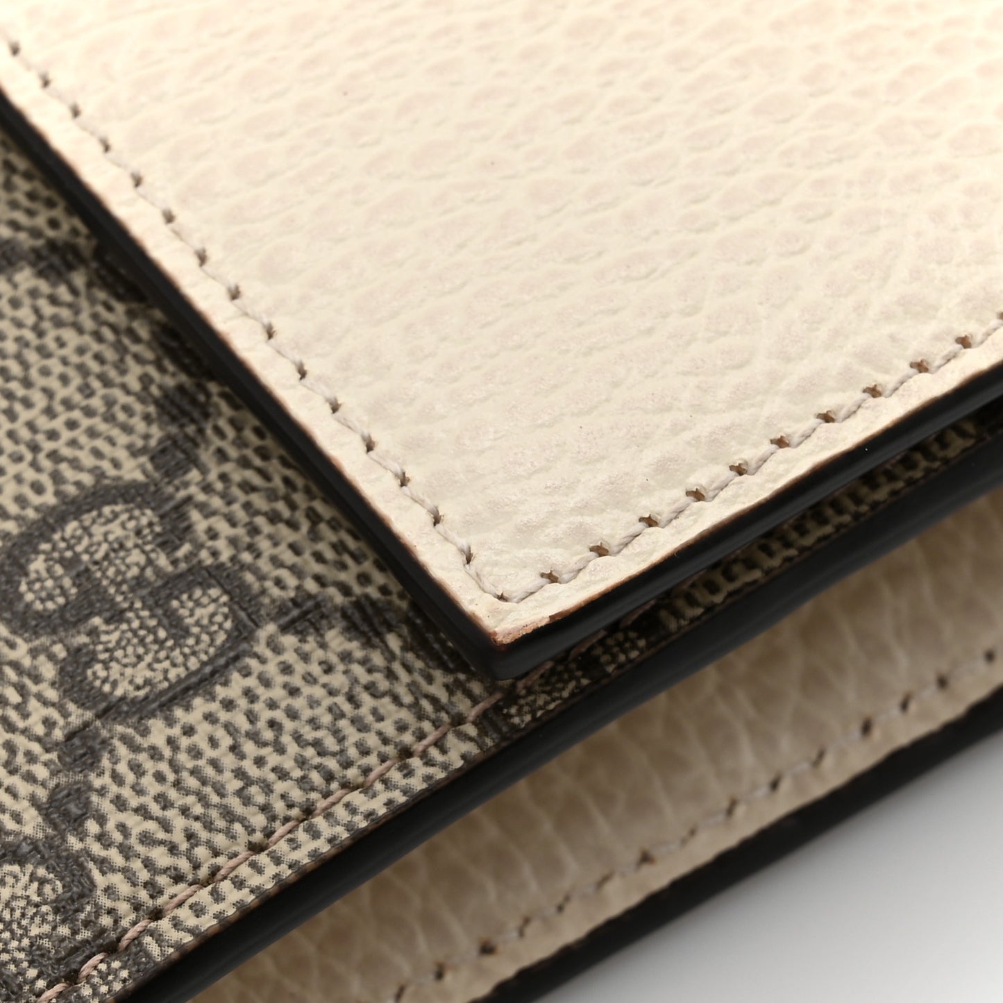 Dollar Calfskin GG Supreme Monogram GG Marmont Continental Wallet Mystic White Beige Ebony