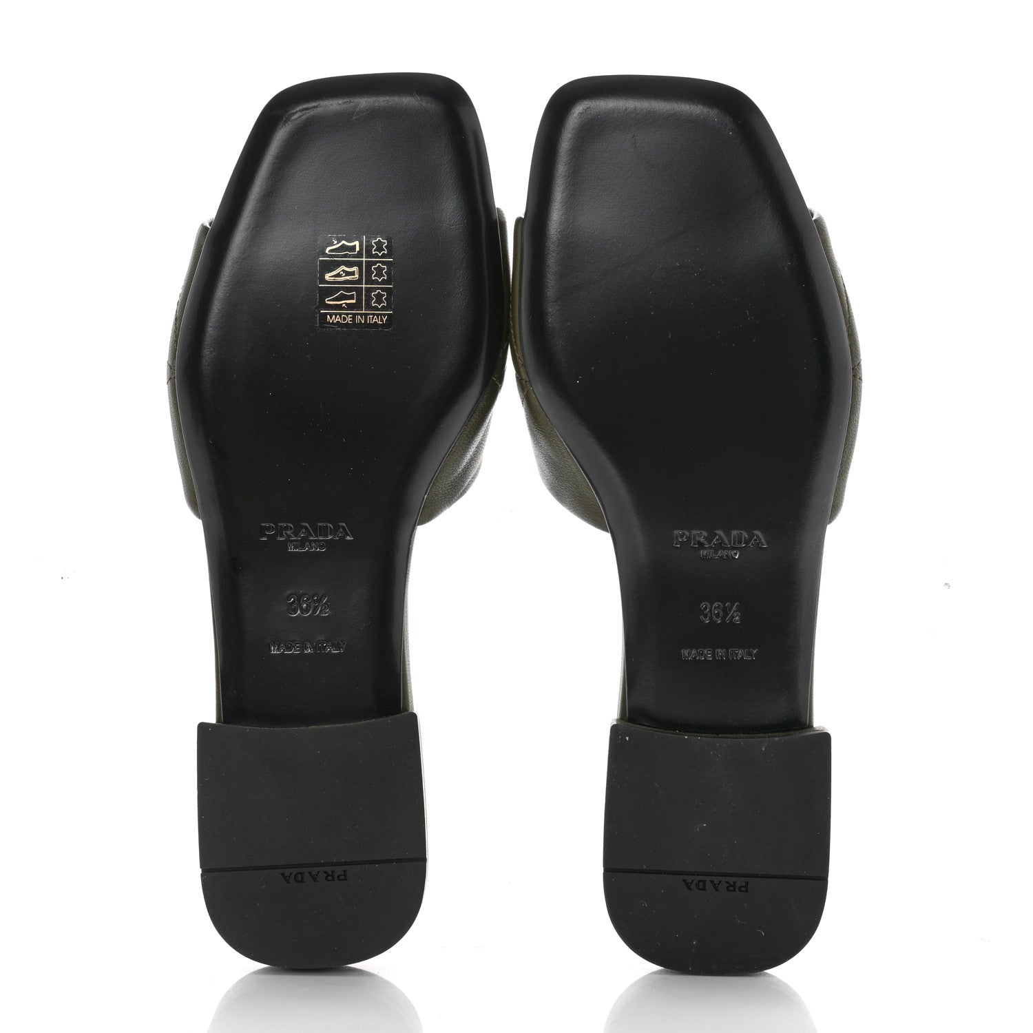 Prada Nappa Logo Quilted 10mm Slide Sandals 36.5 Militare 5 of 8