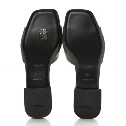 Prada Nappa Logo Quilted 10mm Slide Sandals 36.5 Militare 5 of 8