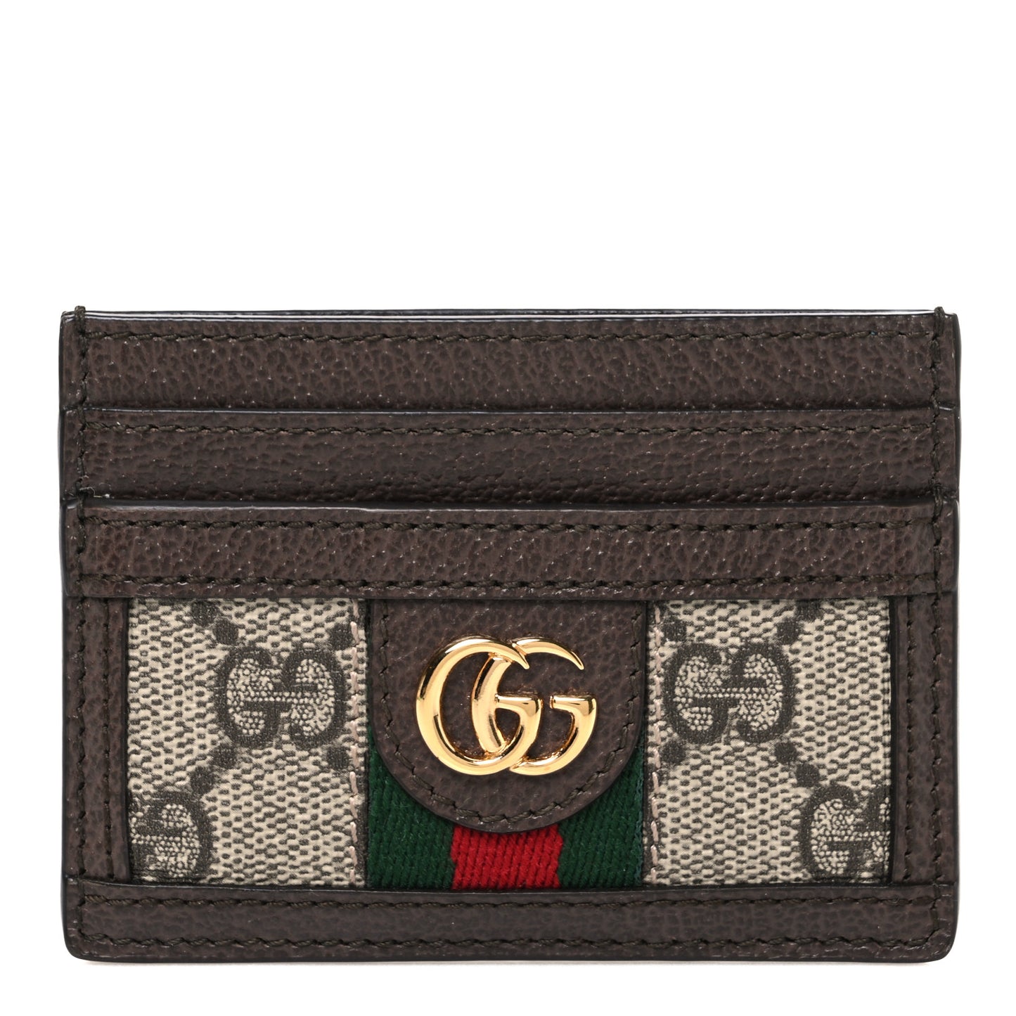 GG Supreme Monogram Textured Dollar Calfskin Ophidia Card Holder Beige Ebony New Acero