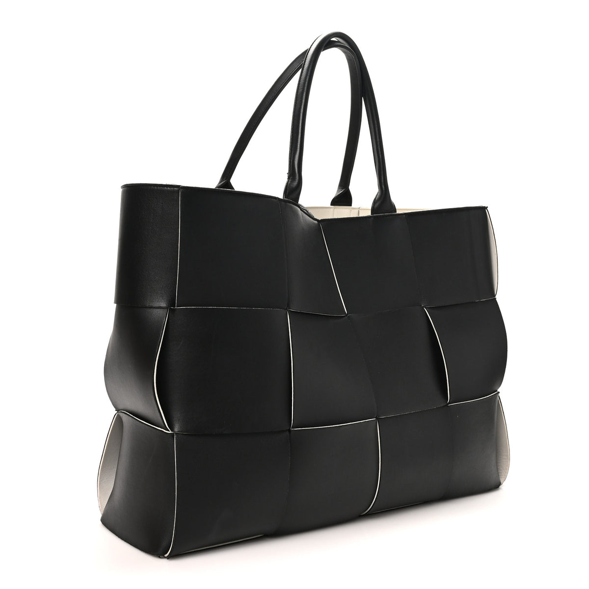 Bottega Veneta Nappa Maxi Intrecciato Large Arco Tote Black White 3 of 9