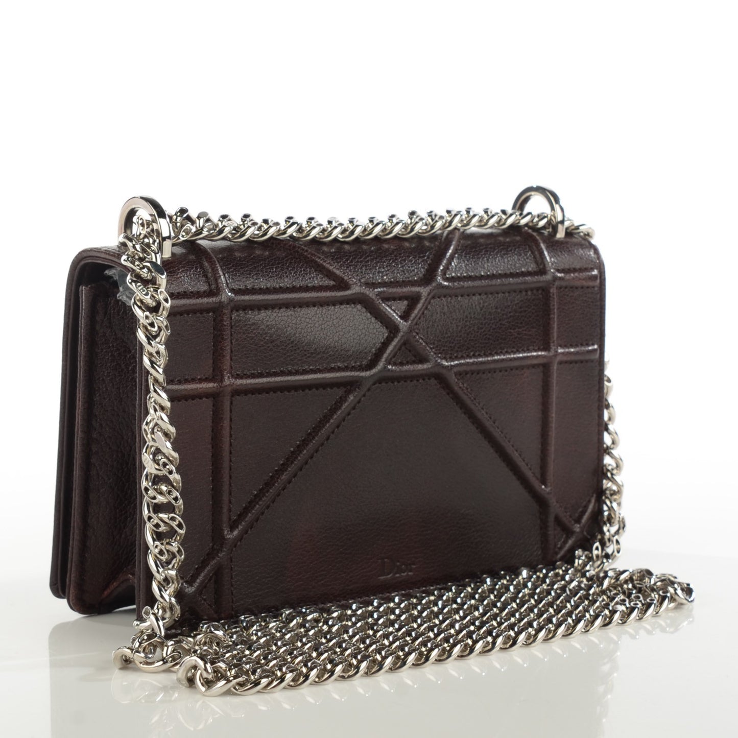Calfskin Mini Diorama Flap Bag Brown