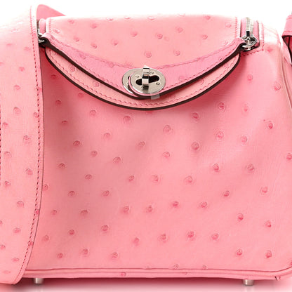 Hermes Ostrich Mini Lindy 20 Rose Bubblegum 8 of 11