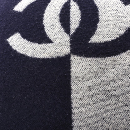 Chanel Merino Wool Cashmere CC Pillow Navy Grey 4 of 4