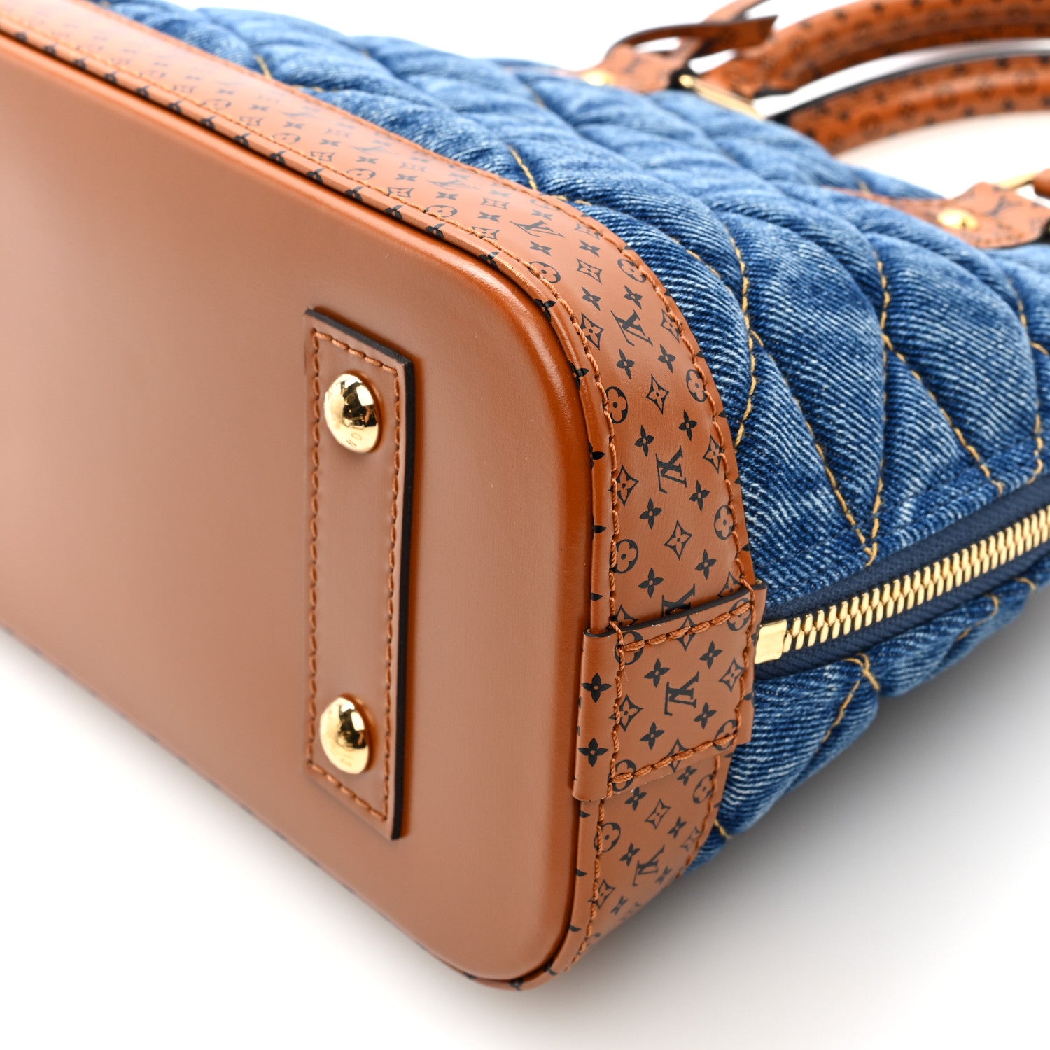 Louis Vuitton Denim Calfskin Reverse Monogram Malletage Alma BB Blue 9 of 9