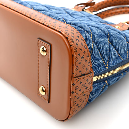 Louis Vuitton Denim Calfskin Reverse Monogram Malletage Alma BB Blue 9 of 9