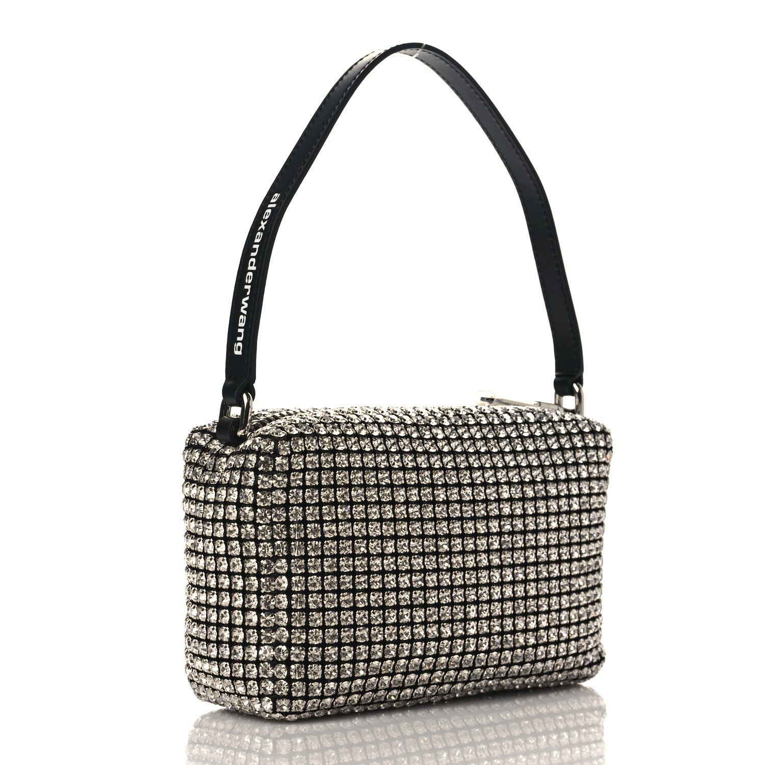 Alexander Wang Mesh Crystal Rhinestone Mini Heiress Pouch Black Silver 3 of 10