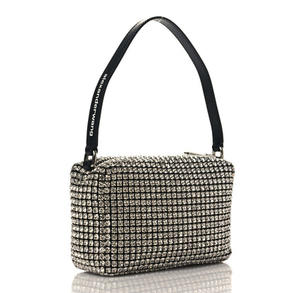 Alexander Wang Mesh Crystal Rhinestone Mini Heiress Pouch Black Silver 3 of 10