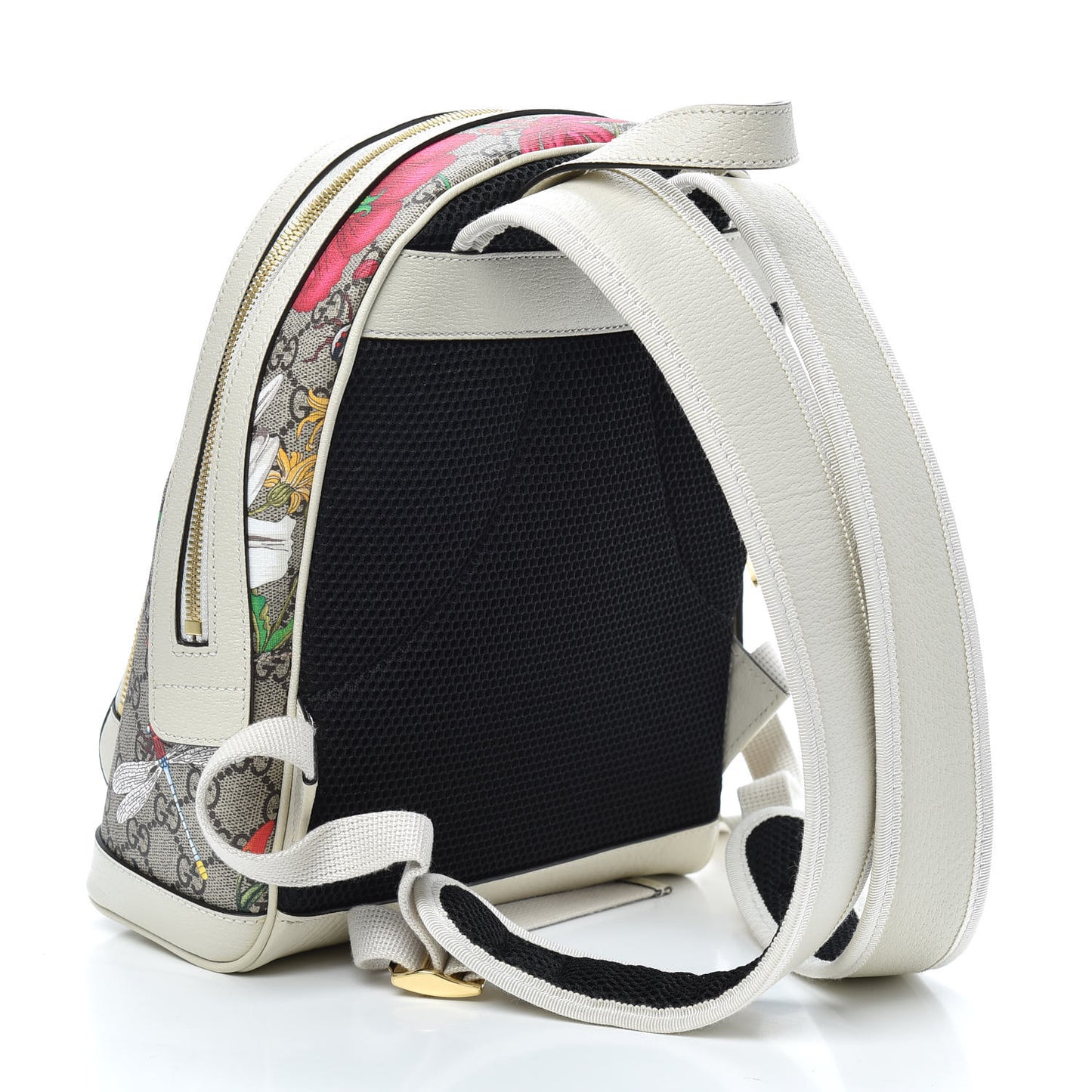 GG Supreme Monogram Flora Web Small Ophidia Day Backpack White
