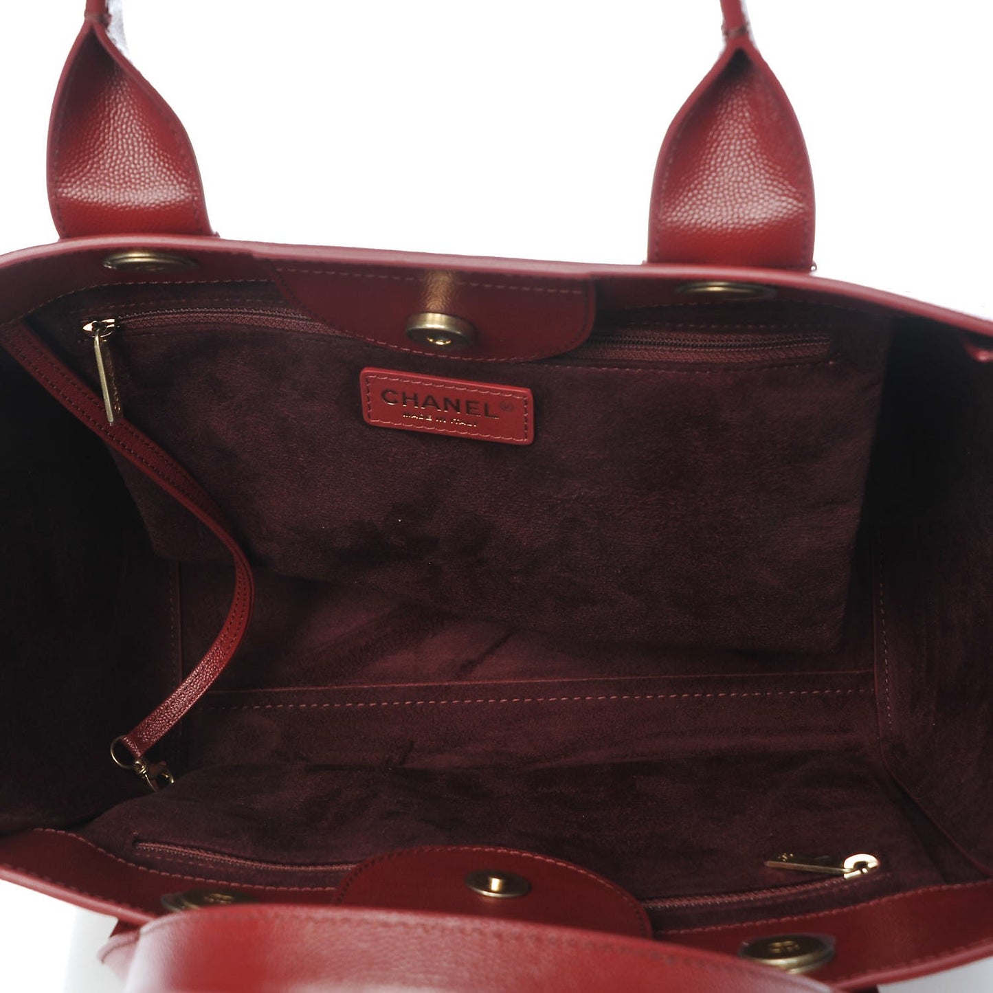 Caviar Small Studded Deauville Tote Burgundy