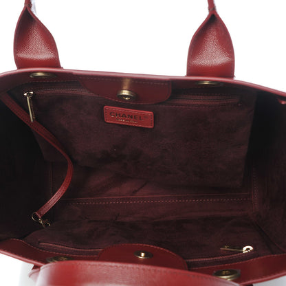 Chanel Caviar Small Studded Deauville Tote Burgundy 6 of 9