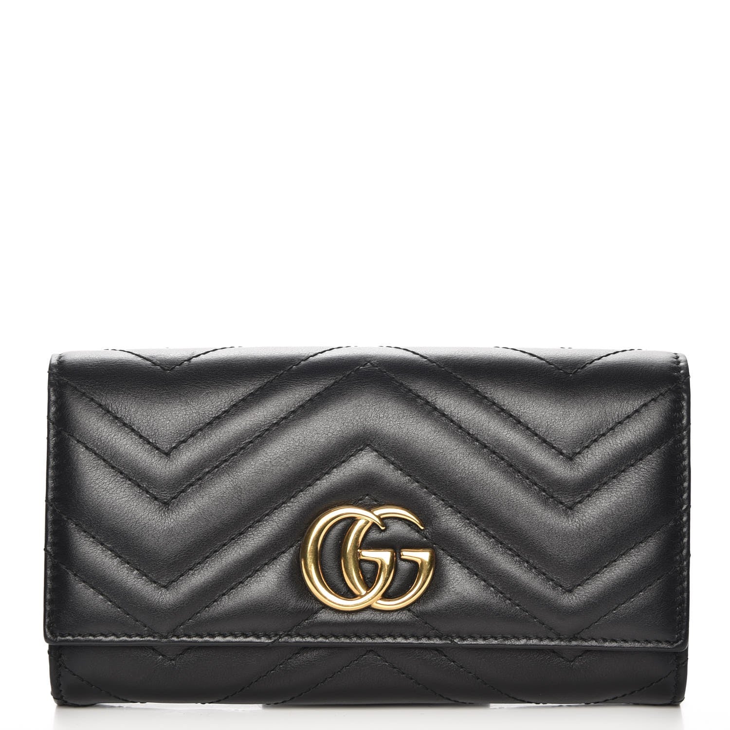 Gucci Calfskin Matelasse GG Marmont Continental Wallet Black 1 of 7