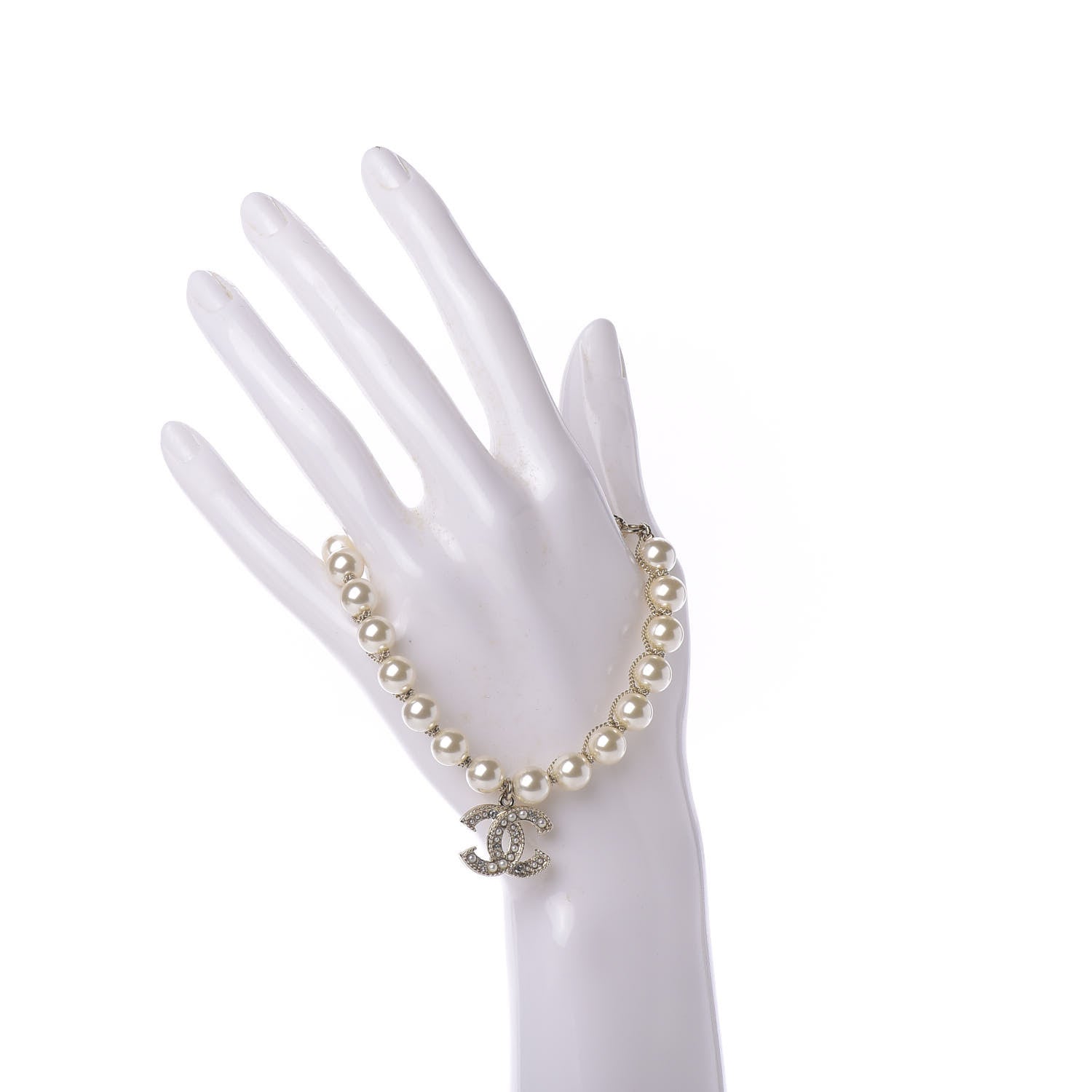 Chanel Pearl Crystal CC Bracelet Gold 2 of 5