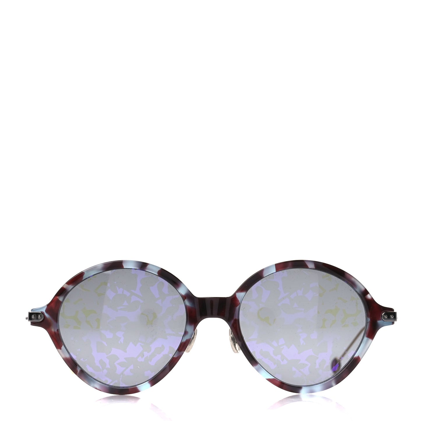 Acetate Leaf Print Umbrage Round Sunglasses Purple Foliage