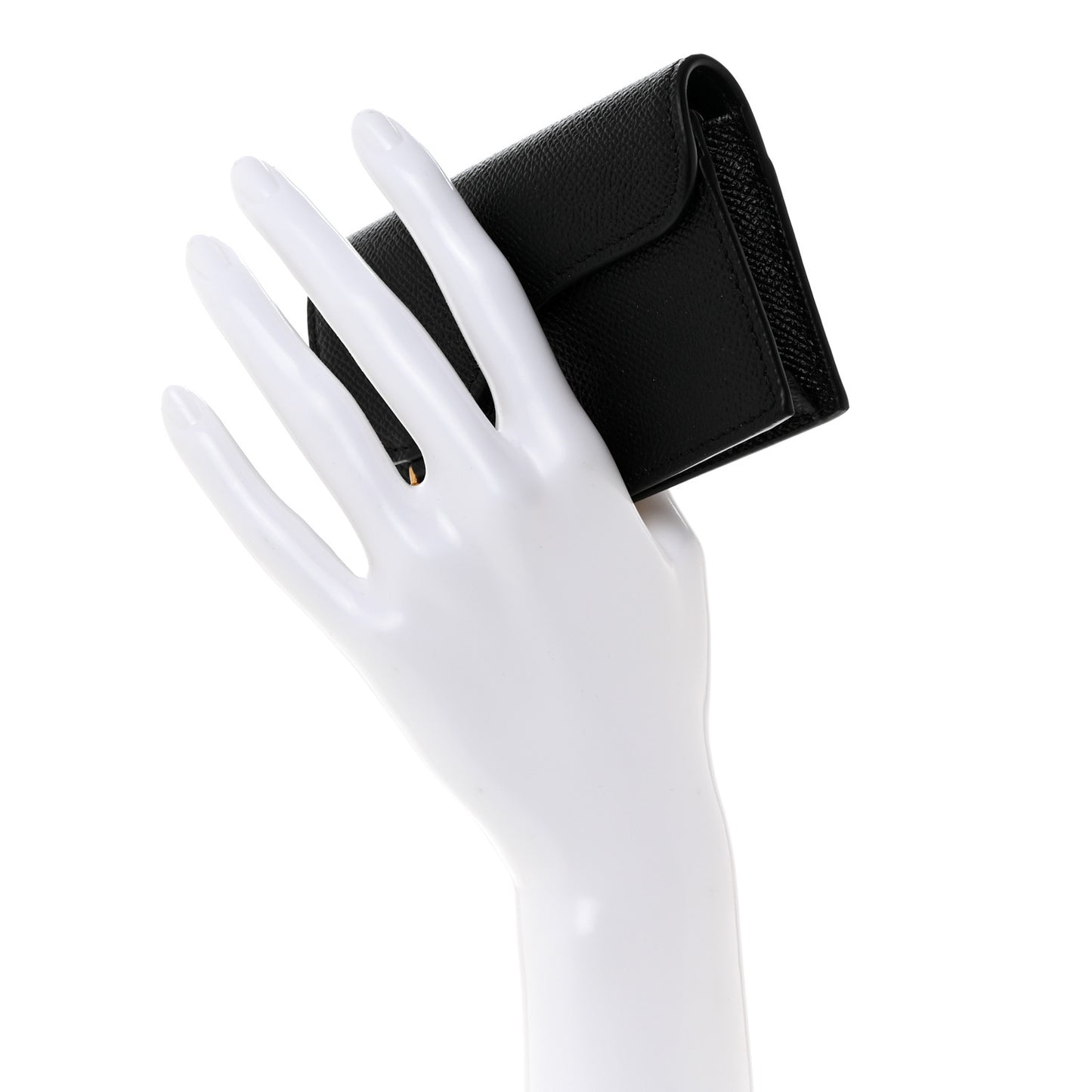 Grained Calfskin Saddle Card Holder Black