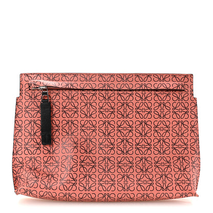Loewe Engraved Calfskin Anagram T Pouch Pink Tulip Black 1 of 6