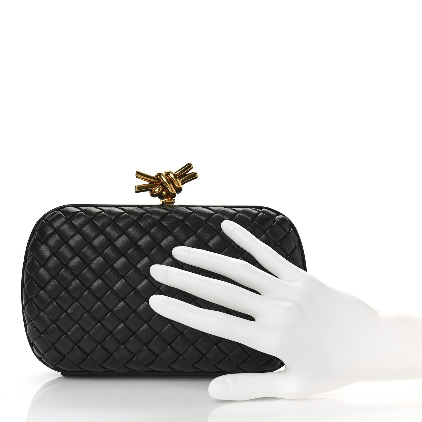 Nappa Intrecciato Knot Clutch Black
