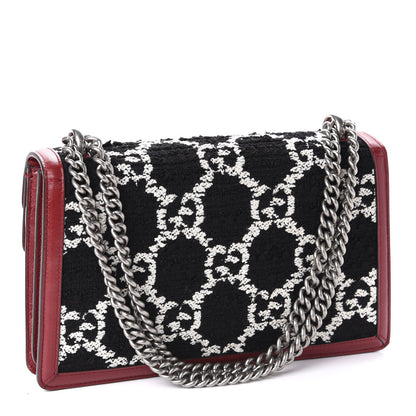 Gucci Tweed GG Monogram Small Dionysus Shoulder Bag Black White Romantic Cherry 4 of 11