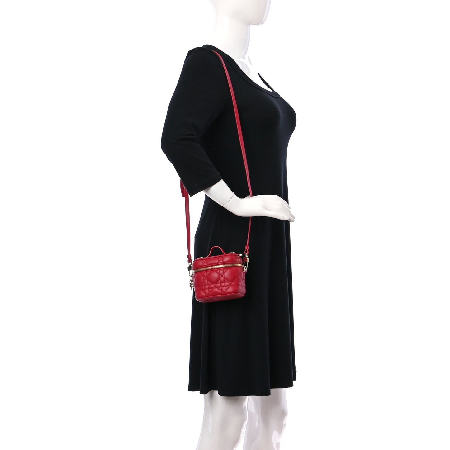 Lambskin Cannage Micro Vanity Case Poppy Red