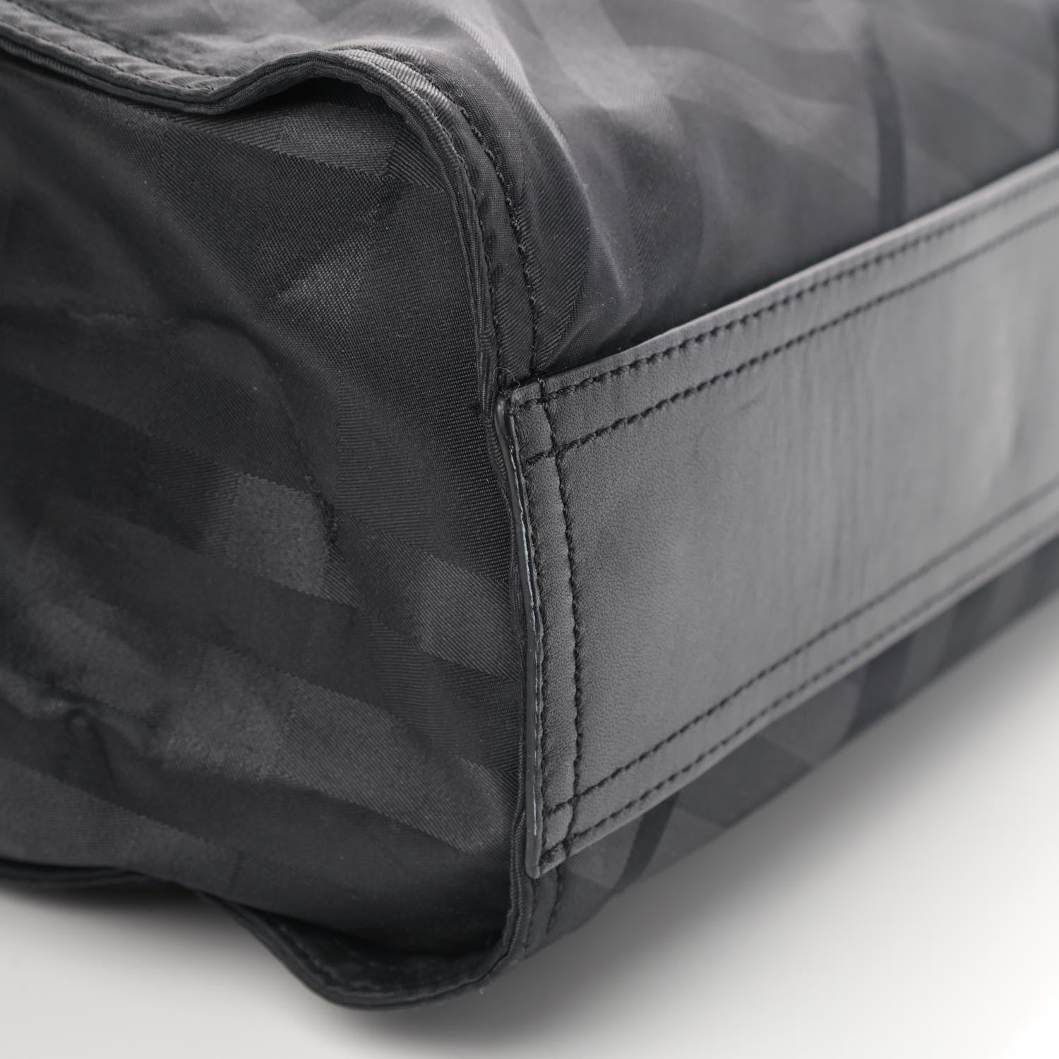 Burberry Nylon Tonal Check Buckleigh Packable Tote Black 5 of 5