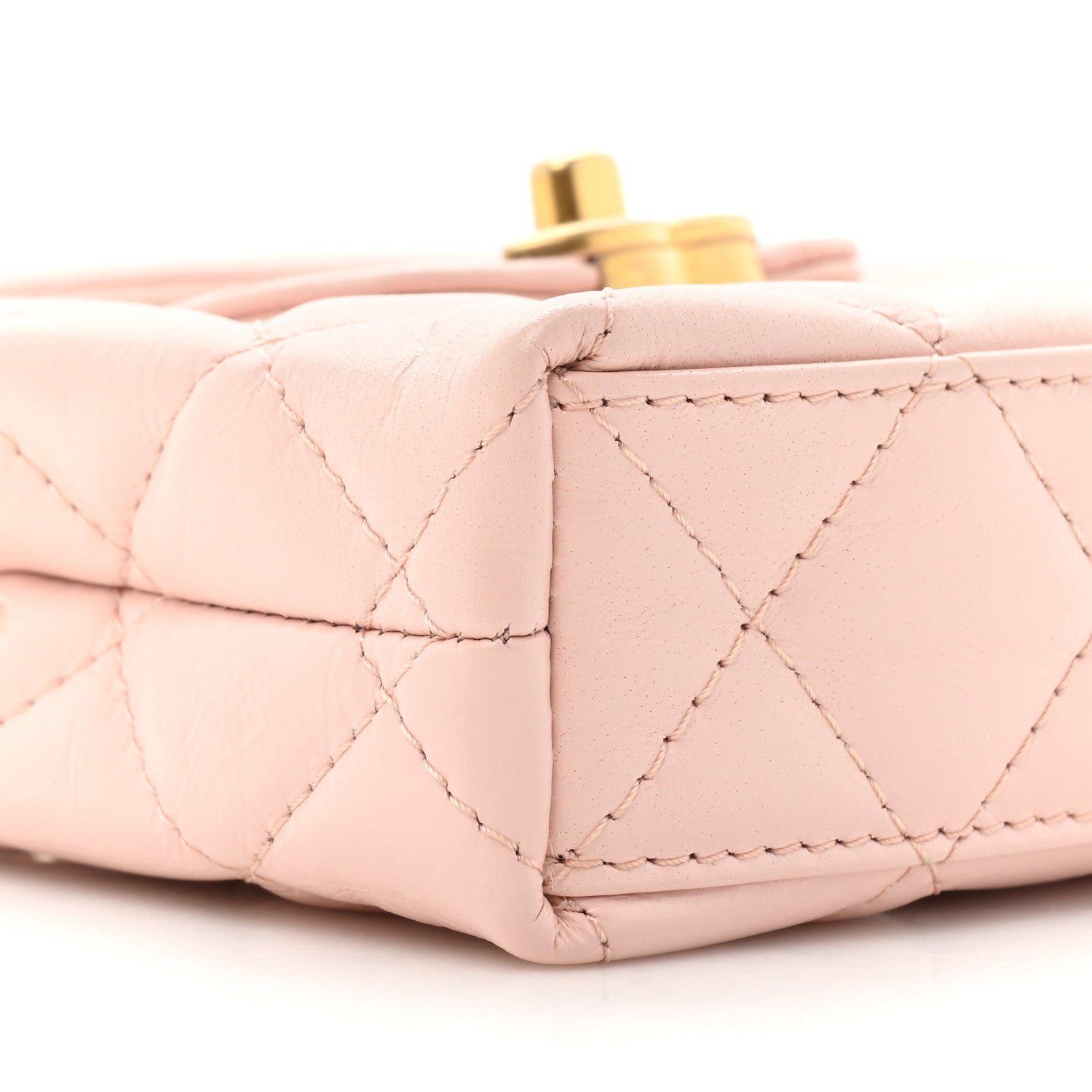 Chanel Shiny Aged Calfskin Quilted Mini Nano Kelly Shopper Light Pink 8 of 9