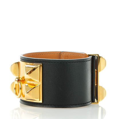 Hermes Box Calfskin Collier de Chien CDC Bracelet L Black 3 of 7
