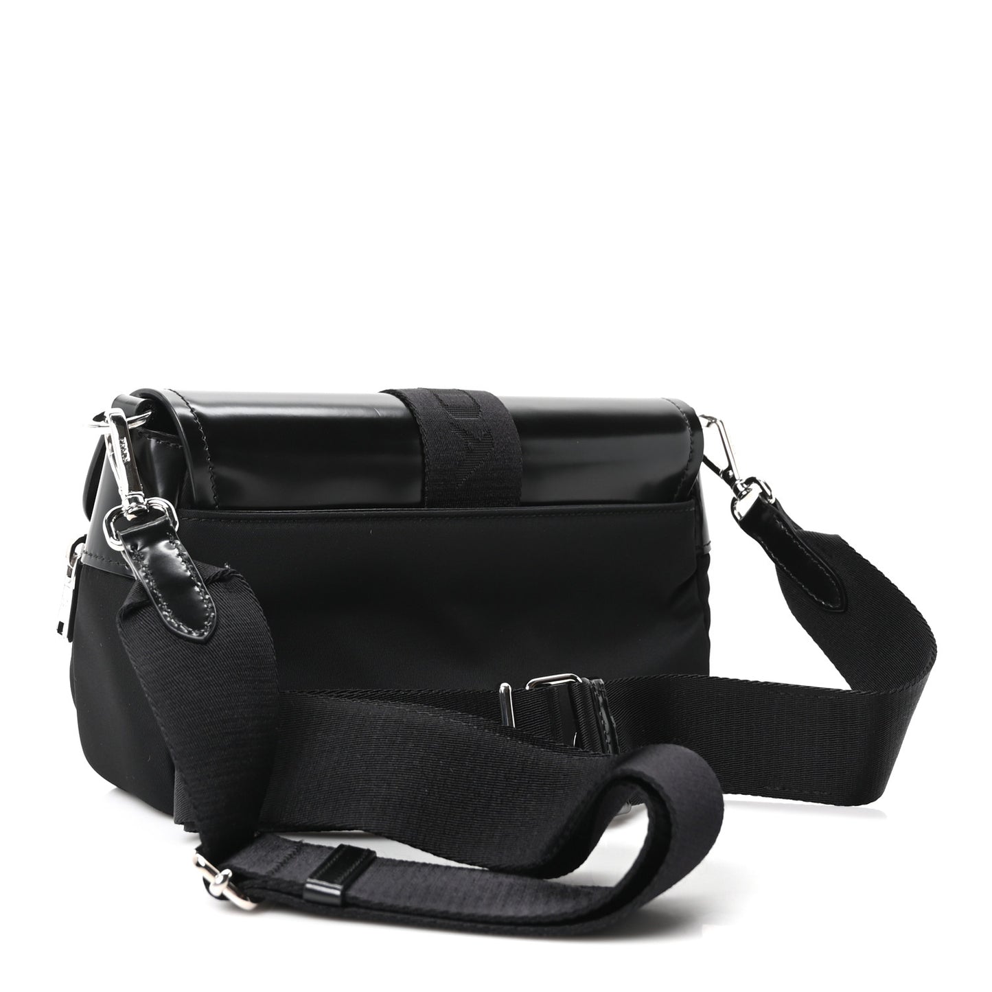 Re-Nylon Spazzolato Double Pocket Buckle Shoulder Bag Black