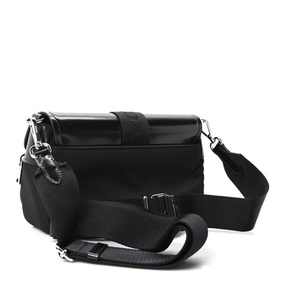 Prada Re-Nylon Spazzolato Double Pocket Buckle Shoulder Bag Black 3 of 10