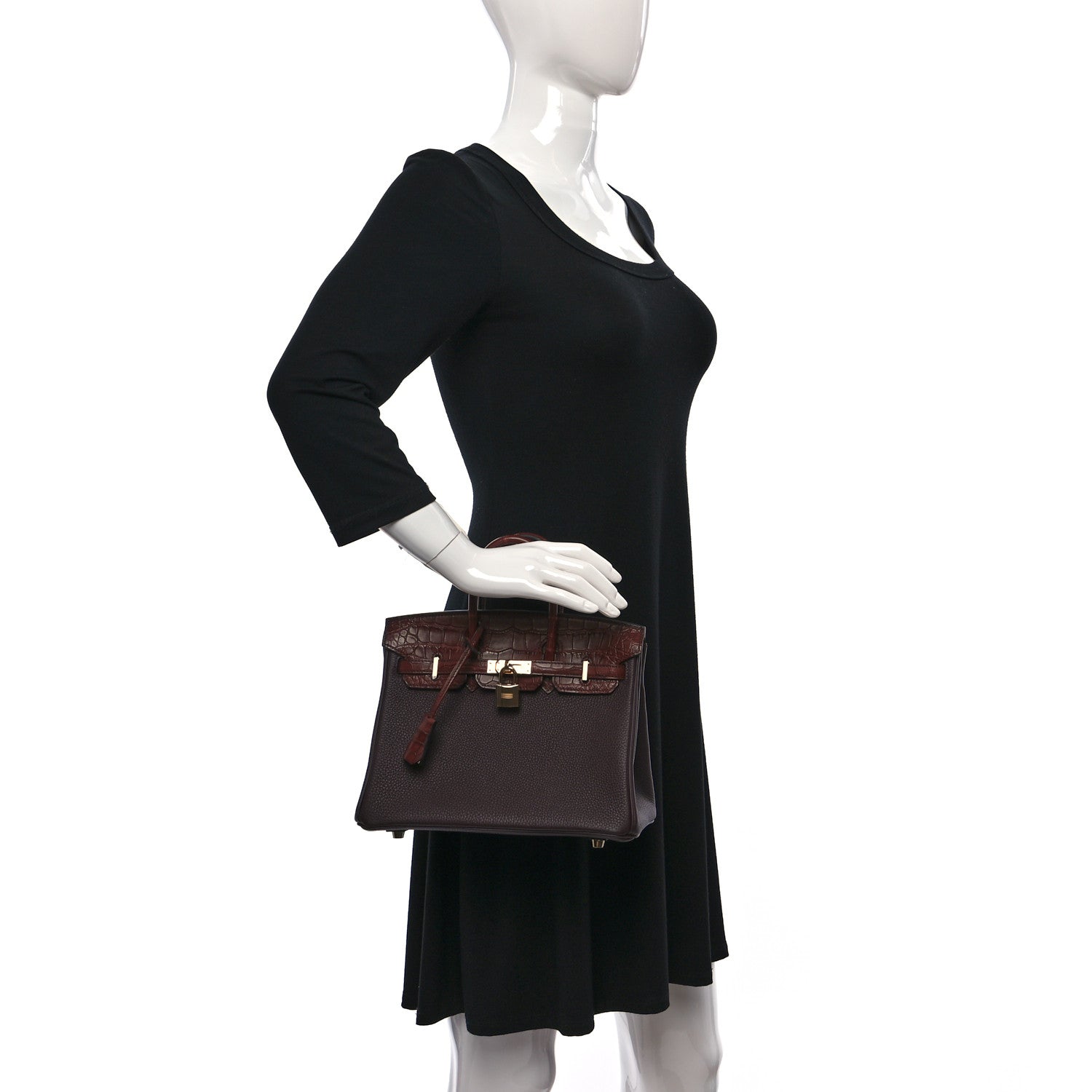 Hermes Togo Matte Alligator Birkin Touch 25 Rouge Sellier Bourgogne 2 of 10