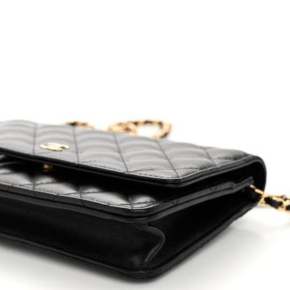 Chanel Lambskin Quilted Wallet On Chain WOC Black 11 of 12