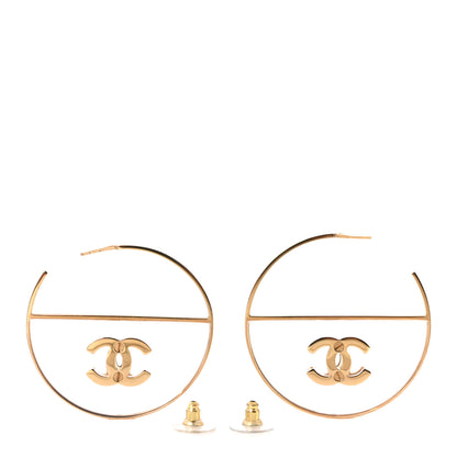 Chanel Metal Transparent Resin CC Hoop Earrings Gold 3 of 5