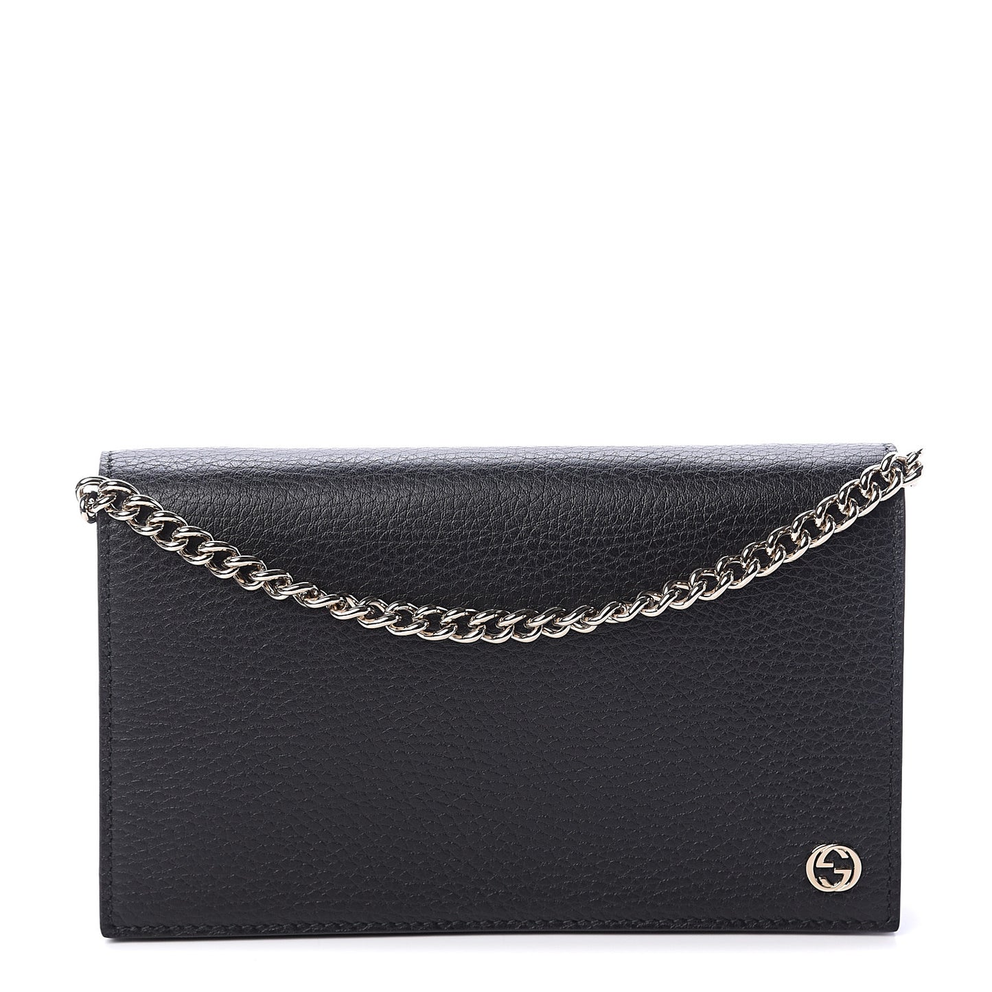 Dollar Calfskin Medium Betty Chain Wallet Black