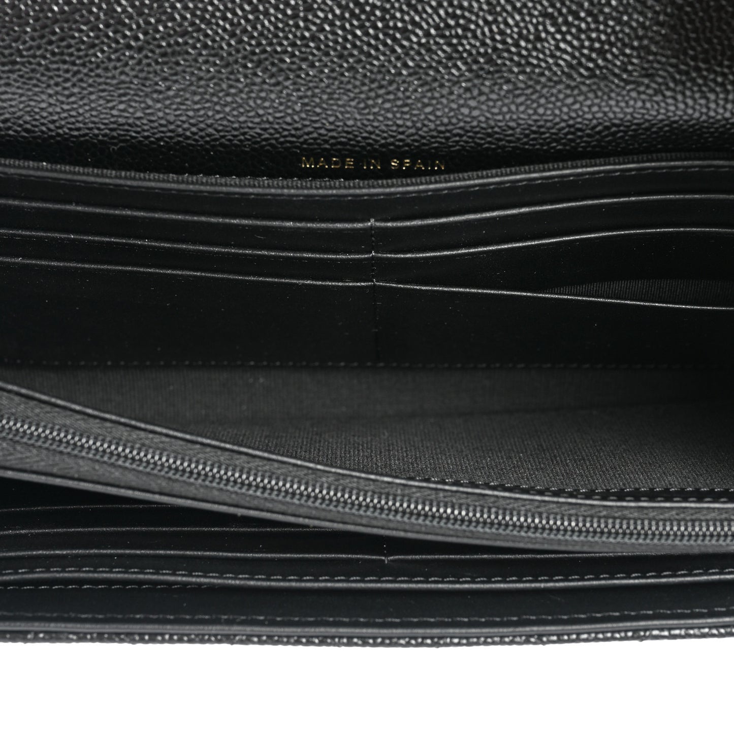 Caviar Quilted Multi Chain CC Large Gusset Flap Wallet Black