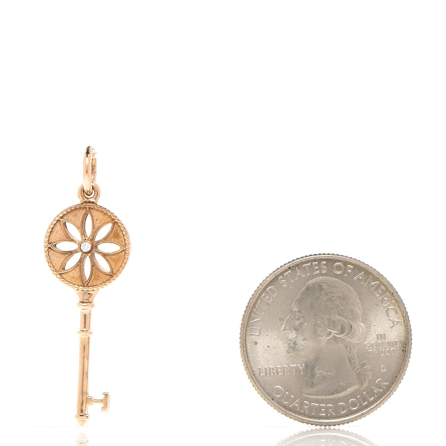 18K Rose Gold Diamond Small Daisy Key Pendant