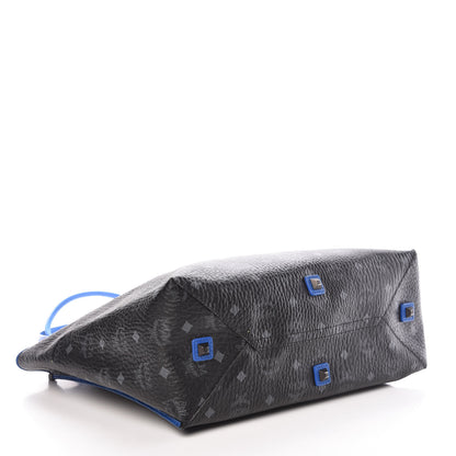 MCM Metallic Visetos Medium Kira Shopper Tote Black Blue 4 of 10