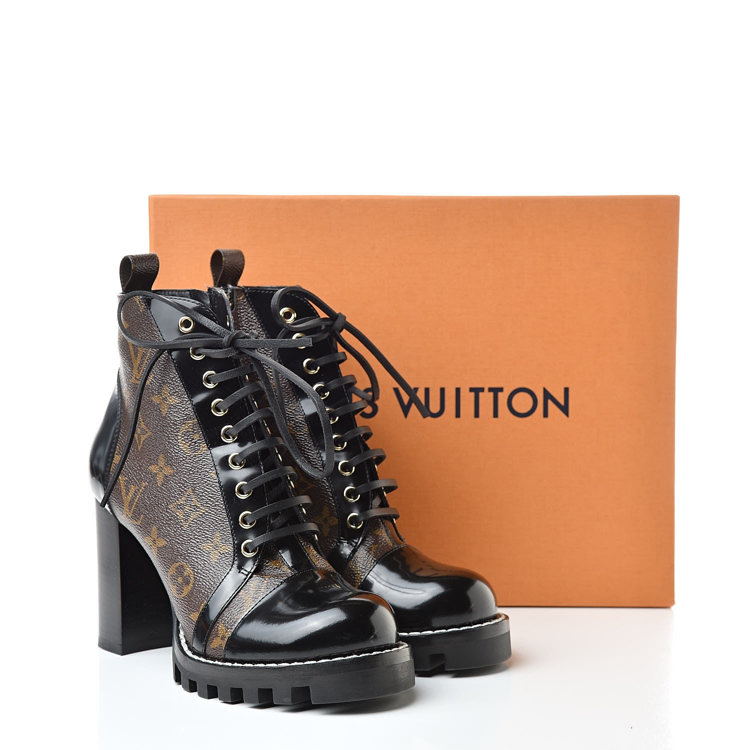 Louis Vuitton Patent Calfskin Monogram Star Trail Ankle Boots 39 Black 10 of 10